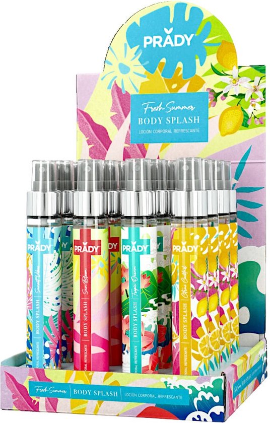 Prady - Set van 4 Body Splash - Sunset Vibes - Sun Bloom - Tropic Ocean - Citrus Cocktail - 4 x 75 ml inhoud