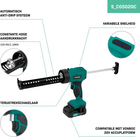 VONROC Compacte alleszuiger - 20V - Incl. Diverse accessoires – excl. accu en snellader VONROC Compacte alleszuiger - 20V - Incl. Diverse accessoires – excl. accu en snellader