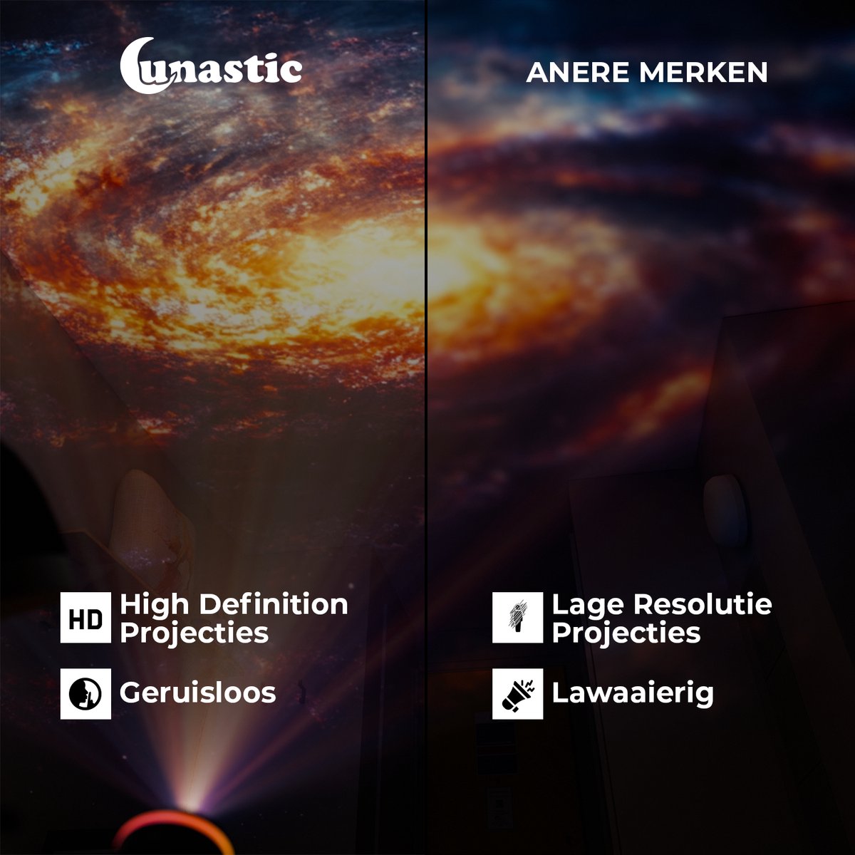 Lunastic 4K Sterrenhemel Projector met 12 Planetarium Projecties - Galaxy Projector Sfeerlamp - Sterrenprojector - Planetarium Projectorlamp - Galaxy Sterrenlamp – foto 4
