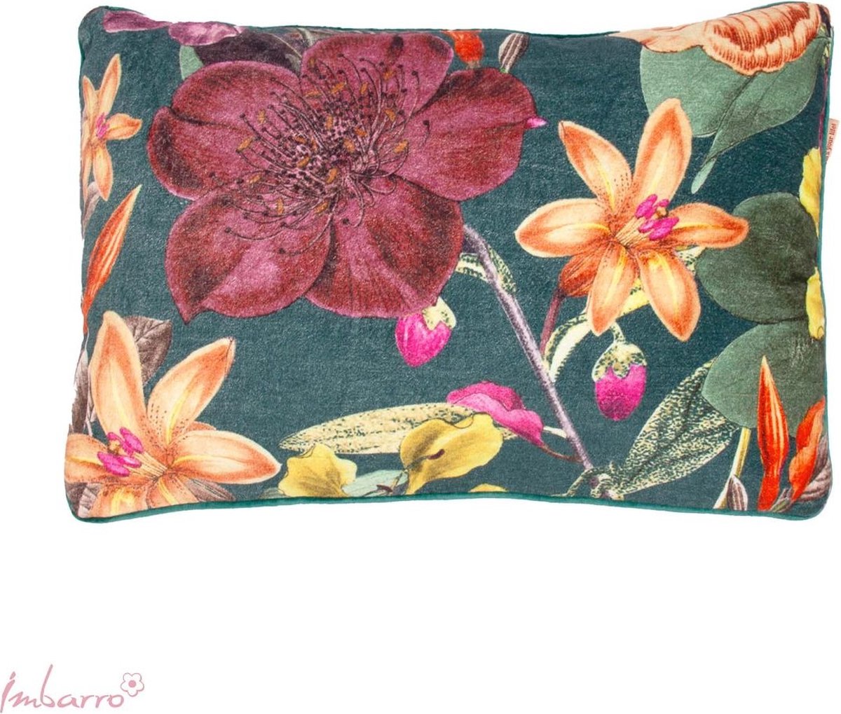 Imbarro - Kussen - Sierkussen - Norah - Green - 100 % katoen/velvet - 40x60 cm