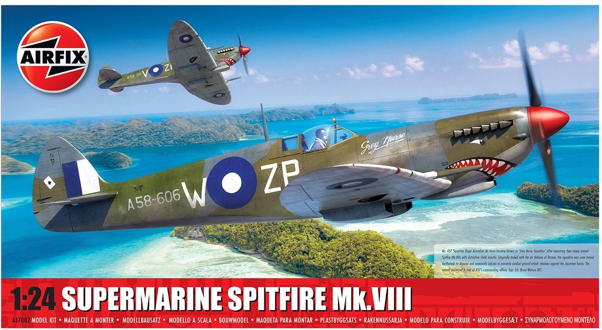 Airfix Modelbouwpakket Vliegtuigen - 17002 Supermarine Spitfire Mk.VIII - Propeller Vliegtuig Plastic - 1:24 - Modelbouw