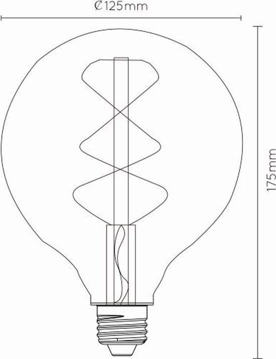 Ampoule LED Lucide - Lampe à incandescence - Ø 12,5 cm - LED Dim. - E27 - 1x5W 2200K - Ambre