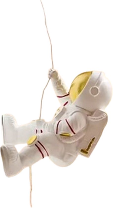 Astronaut Wanddecoratie – Ruimtevaarder aan Touw – Kinderkamer – Wit