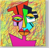 Tableau sur toile carrée - Portrait abstrait - 60x60x2 cm