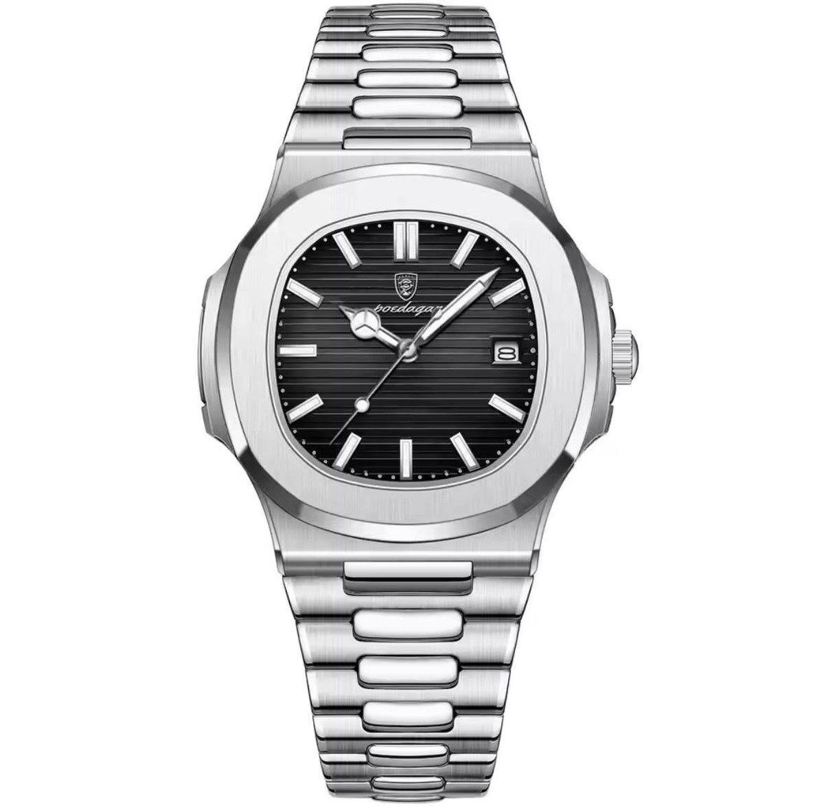 Mpariz Herenhorloge - Mannen - Zilveren Polsband - Zilver en Zwart - Luxe Doos -