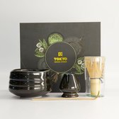 Tokyo Design Studio - Matcha Set - 4-delige Matcha Starterset - Matcha Kom - Bamboe Klopper - Houder - Lepel - Zwart - 11 x 8 cm