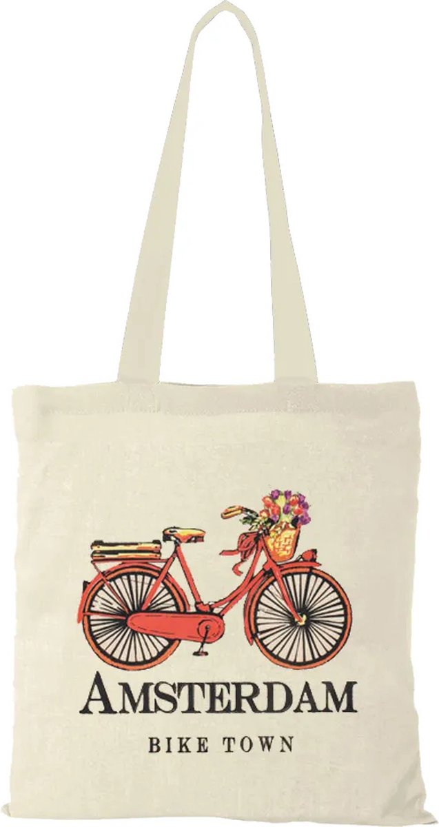 Canvas Tas - Amsterdam Bike red - katoenen tas - schoudertas dames - tassen dames - schoudertassen