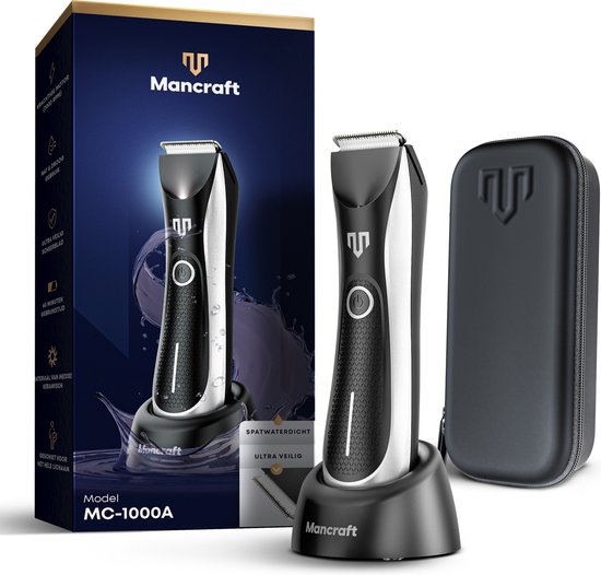Mancraft Bodygroomer Mannen - Extra Veilig - Waterdicht - Trimmer voor Lichaam en Schaamstreek - Schaamhaar Trimmer - Met Reisetui