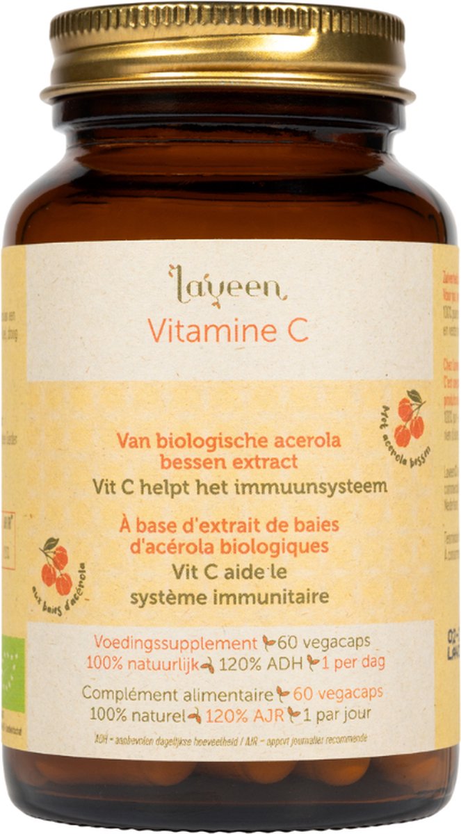 Goedkoopste Laveen Vitamine C met BIO Acerola - 60 vcaps | vegan | 100 natuurlijk en bio gecertificeerd