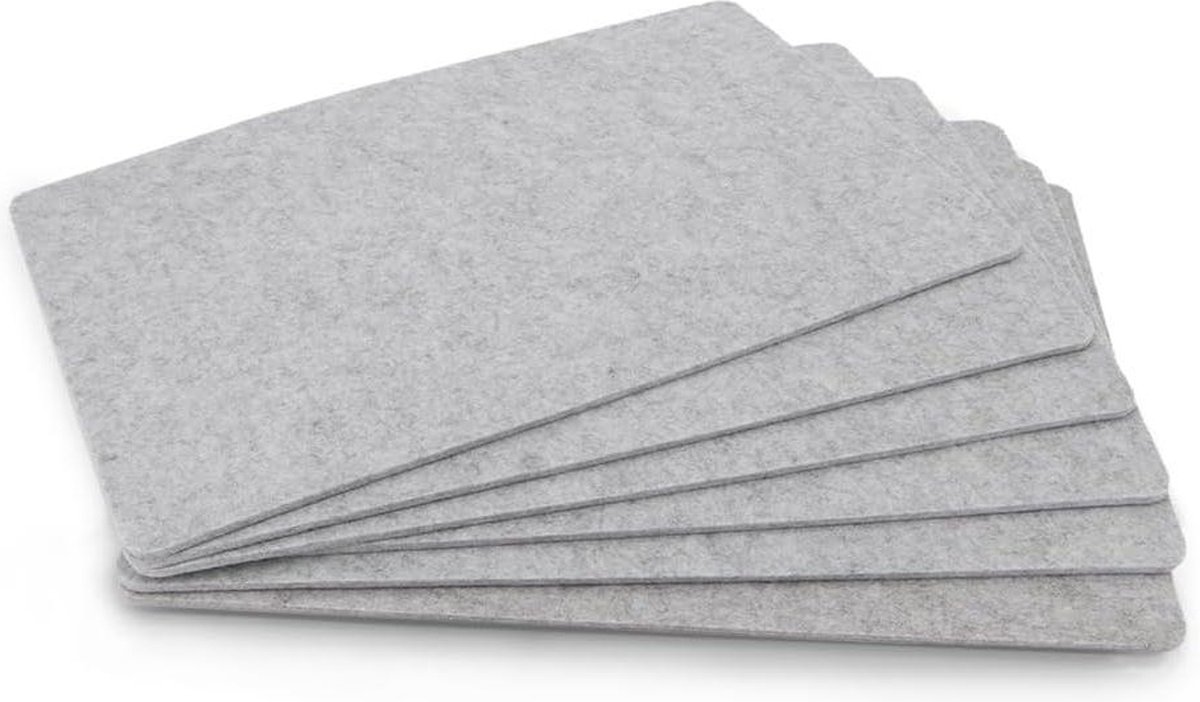 Image of 6 Kleurrijke Vilten Onderzetters Placemat Set - Voor Borden Bestek Glazen - Afwasbaar Zilvergrijs