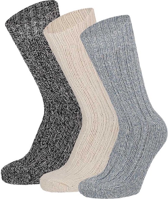 Apollo - Werksokken dames - Gebreide Noorse wollen sokken - 6-Pack - Multi Roze - Maat 39/42 - Werksokken - Werksokken maat 35 39