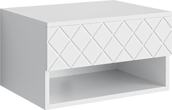 HEYZOEY Zwevend nachtkastje, zijtafel, klein, modern, zwevend nachtkastje met lade, zwevende planken voor slaapkamer, badkamer, wit HEYZOEY Zwevend nachtkastje, zijtafel, klein, modern, zwevend nachtkastje met lade, zwevende planken voor slaapkamer, badkamer, wit