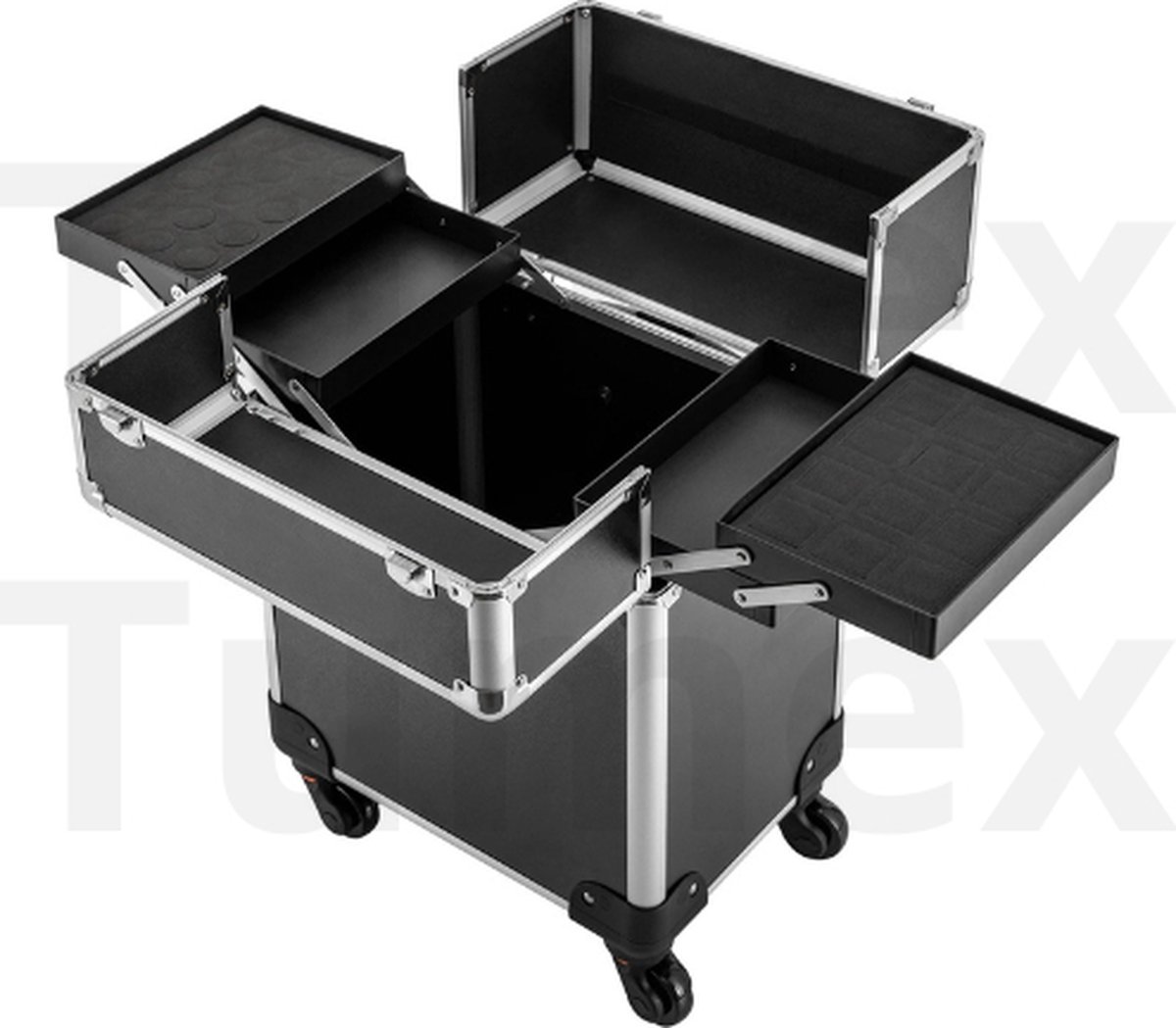 Goedkoopste Tumex - Cosmetische Koffer Trolley - Make-up Trolley - Beauty Organizer - 34x24x45cm - 100kg Draagvermogen - Inclusief Sleutels - Zwart