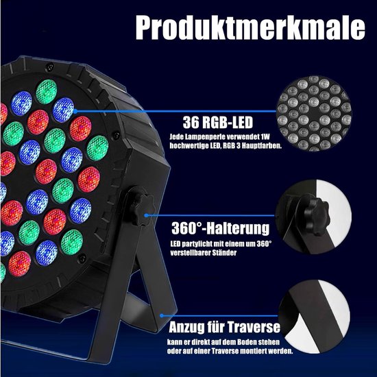 HOLDLAMP 4 Stücke Par Licht Bühnenlicht 36 LED Par mit Fernbedienung HOLDLAMP 4 Stücke Par Licht Bühnenlicht 36 LED Par mit Fernbedienung