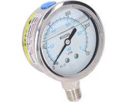 Schokbestendige dubbele schaal roestvrijstalen industriële manometer -01~0 MPa NPT 1/4 inch (-01~0 MPa)