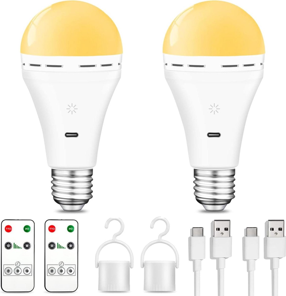 Kimjo 2 pack Oplaadbare gloeilamp met batterij - Oplaadbare gloeilamp met afstandsbediening E27 USB 7W - Batterijlamp 3 kleuren dimbaar - Boton Control Buiten Noodverlichting Kimjo 2 pack Oplaadbare gloeilamp met batterij - Oplaadbare gloeilamp met afstandsbediening E27 USB 7W - Batterijlamp 3 kleuren dimbaar - Boton Control Buiten Noodverlichting