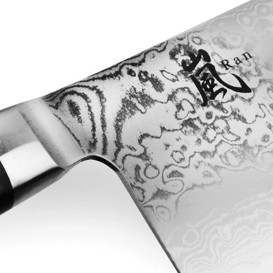 Yaxell Japonais - Série Ran - Couteau de Chef Nakiri - Acier VG10 - 61 HRC - Lame 16,5 cm - 69 Couches d'Acier Damassé - Toile-Micarta Heft