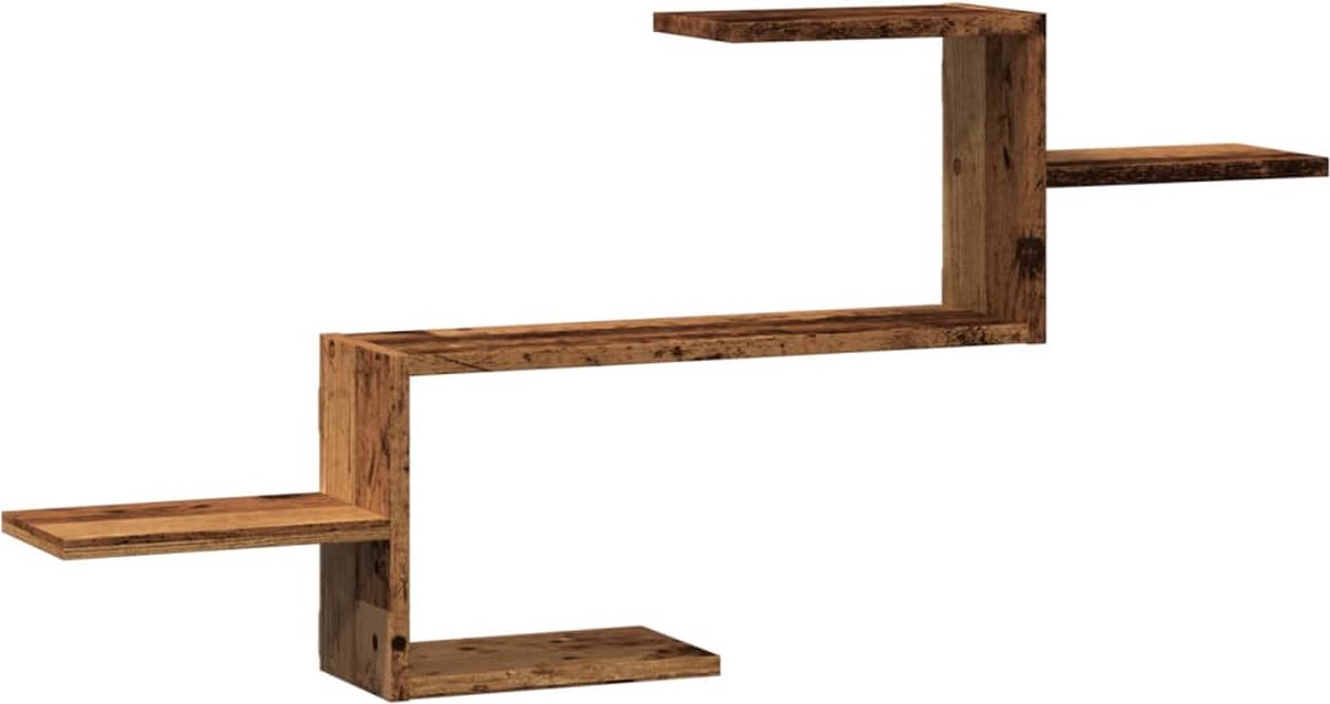 vidaXL Wandschap - 104x15x49 - cm - bewerkt - hout - oud - houtkleurig oud hout