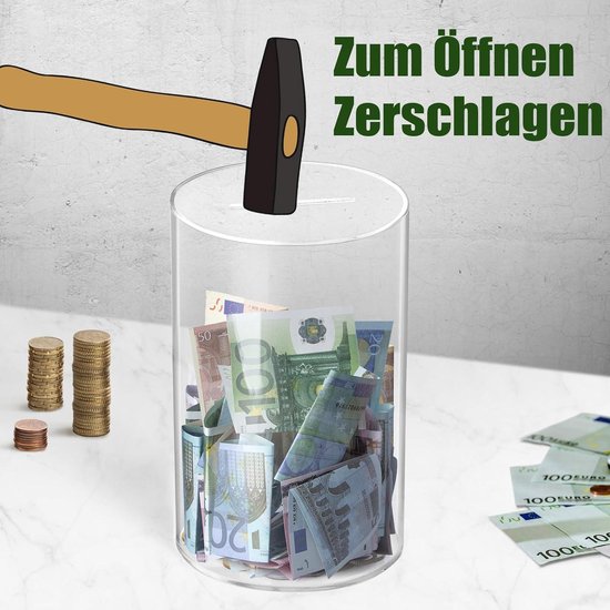 Mumisuto Clear Acryl Spaarvarken voor Volwassenen en Kinderen - Vierkante Spaarpot 15x15x15cm - Break to Open Piggy Bank