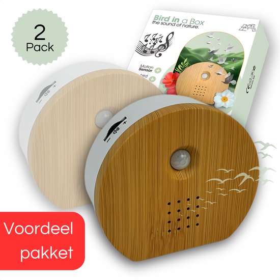 Vogelhuisje met geluid - Maristo Era - 2 PACK - Vogelgeluiden huisje met sensor - Vogelgeluiden box - Bird singing - Chirping bird sound - Vogelgeluiden huisje voor op toilet