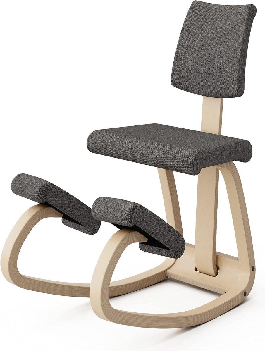 Goedkoopste Ergonomic Chair with Padded Backrest - Natural Wood - Grey Recycled Polyester Fabric verschoningsmatje met luieretui