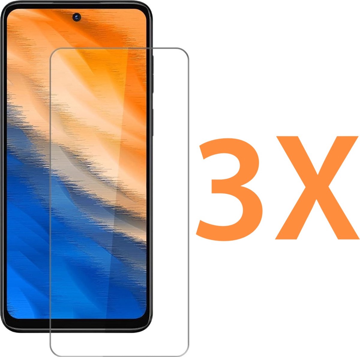 Glasplaatje Geschikt Voor: Motorola Moto G13 / G23 / G53 5G - 3x Screenprotector - screen protector - glas - bescherm - beschermglas