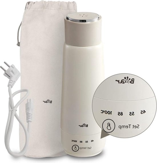 Elektrische reiswaterkoker, klein, 400 ml, 300 W, mini-waterkoker met 4 temperatuurinstellingen, draagbare reiswaterkoker, 304 roestvrijstalen liner - automatische uitschakeling, droogloopbeveiliging