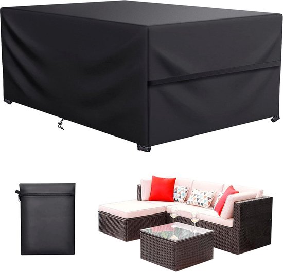 Armorget Beschermhoes voor tuinmeubelen, 300 x 250 x 100 cm, 600D, hoge sterkte, tuinbankhoes voor buiten, winddicht, uv-bescherming, tuintafelhoes met luchtuitlaten, lussen, verstelbaar koord Armorget Beschermhoes voor tuinmeubelen, 300 x 250 x 100 cm, 600D, hoge sterkte, tuinbankhoes voor buiten, winddicht, uv-bescherming, tuintafelhoes met luchtuitlaten, lussen, verstelbaar koord