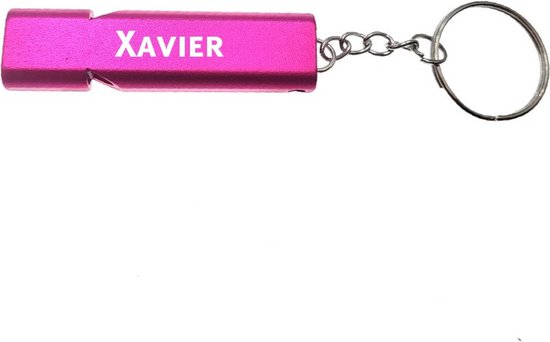 Porte-clés - Sifflet - Avec Nom - Xavier - Rose - Sécurité