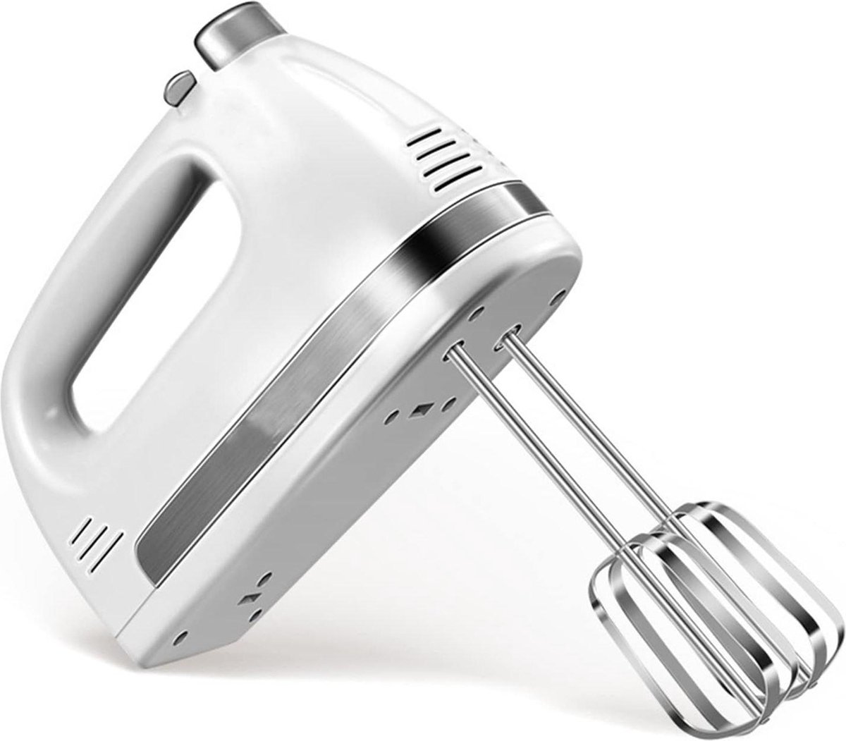 450 Watt Electric Hand Mixer - Includes 2 Whisks and 2 Stainless Steel Dough Hooks - 5 Speeds with Eject Button - White