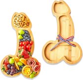 Planche à apéritif en bois – Échelles pour apéritif au fromage – Plateau à charcuterie – Couverts à fromage de table – Bol à nourriture amusant pour fête barbecue – Cadeau Uniek – Cloche à fromage L.