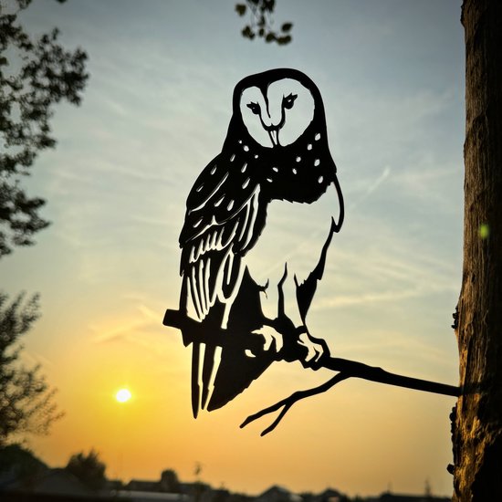 Metalbird Metalen Kerkuil Tuindecoratie – Cortenstaal | Roest Patina | Duurzaam & Uniek | Weterings Store