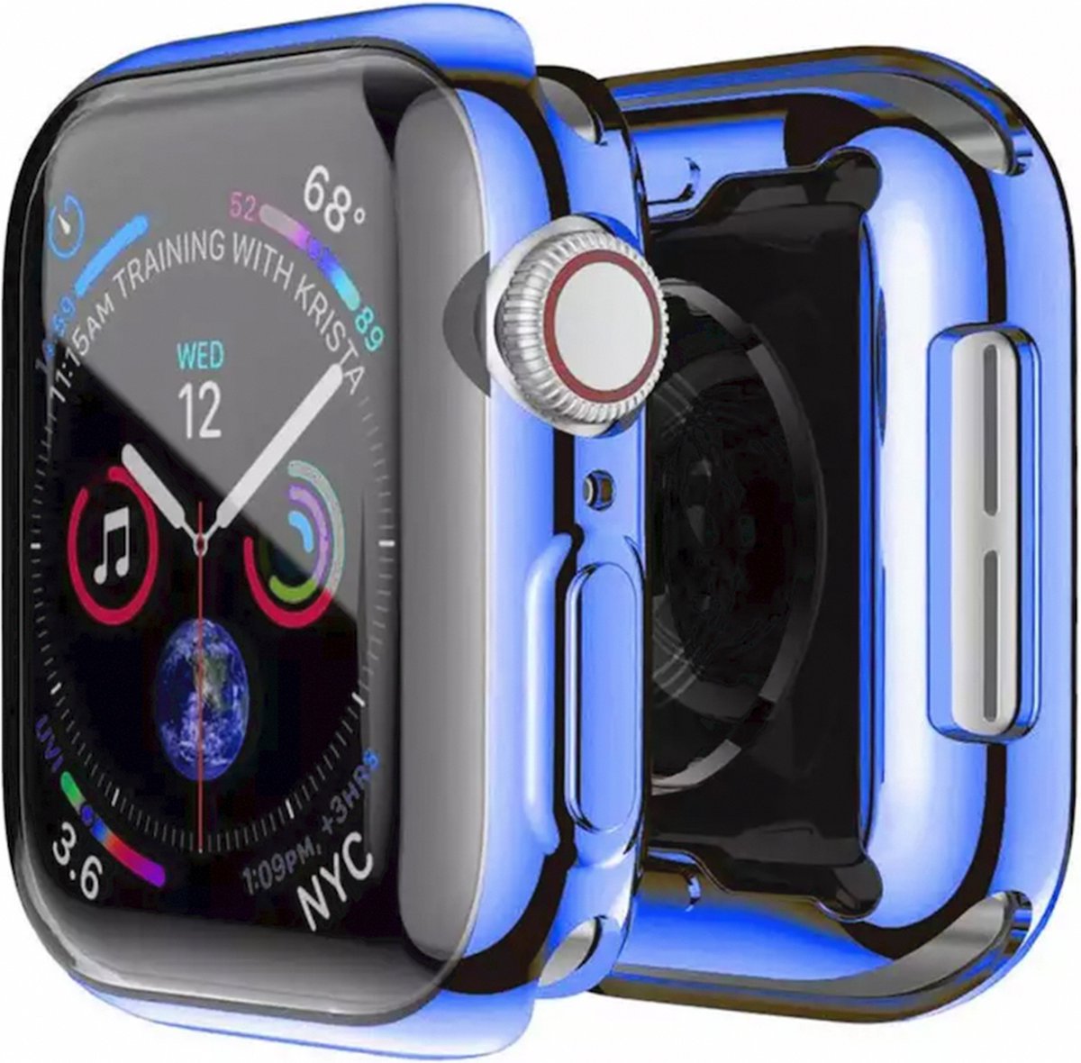 MY PROTECT - Hoesje Geschikt Voor Apple Watch 40mm Siliconen Bescherm Case - Screenprotector - Transparant/Blauw