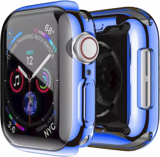 MY PROTECT - Hoesje Geschikt Voor Apple Watch 40mm Siliconen Bescherm Case - Screenprotector - Transparant/Blauw