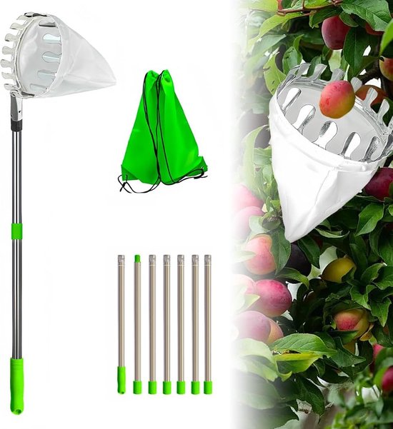 Fruitplukker met telescoopsteel en stof - 4 meter - voor het plukken van appels