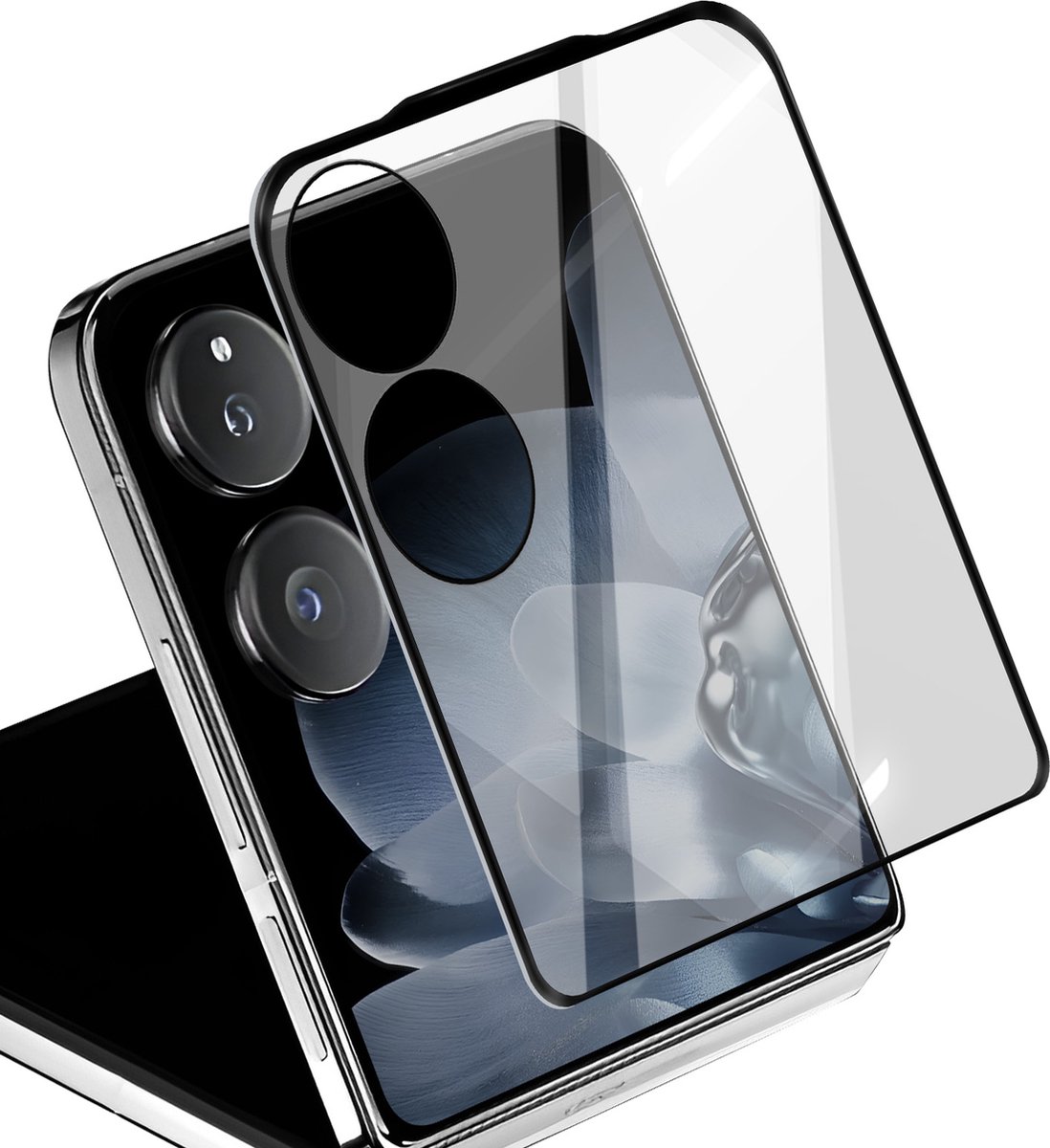 Avizar Gehard glas Geschikt voor Xiaomi Mix Flip Externe Schermbeveiliging, Zwart
