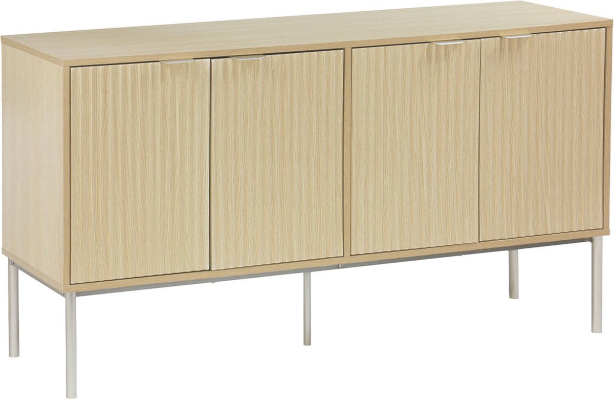 sweeek - Dressoir met 4 deuren houteffect en metaal 140cm - richmond