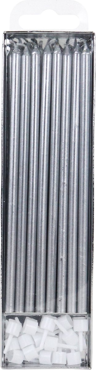 PME Extra Lange Kaarsen Zilver 18cm pk/16