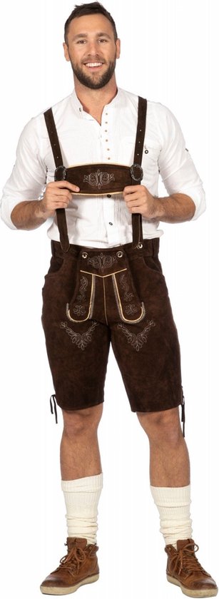 Beierse heren traditionele Lederhosen, traditionele lederhosen met bretels, origineel in donkerbruin/middenbruin/zwart, Oktoberfest, maat 44-60, zwart, 44 Beierse heren traditionele Lederhosen, traditionele lederhosen met bretels, origineel in donkerbruin/middenbruin/zwart, Oktoberfest, maat 44-60, zwart, 44
