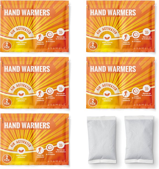 BRAMBLE - 10 Handwarmers (5 Packs) - Handschoenen Warmtekussentjes Zakwarmers Met 8 Uur Werktijd