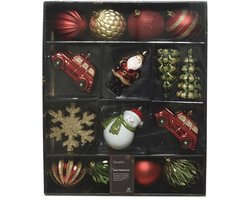 Decoris kunststof kerstbal mix figuren multi 25 stuks