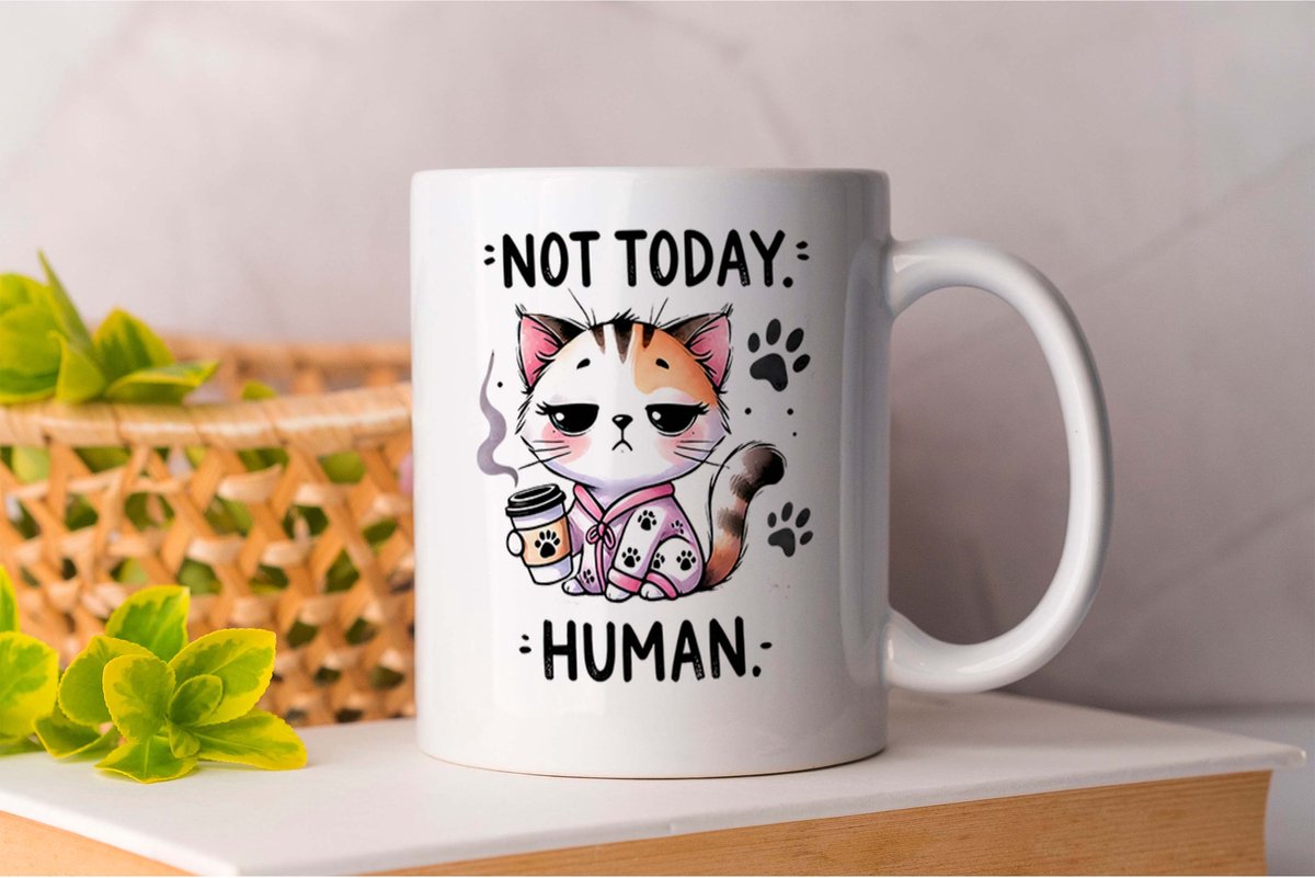 Mok Not Today Human - Cats - Gift - Cadeau - CatLovers - Meow - KittyLove - Katten - Kattenliefhebbers - Katjesliefde - Prrrfect