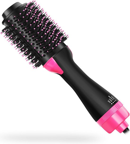 Foto: 3 in 1 f hnborstel keramische magic brush airstyler lang stijl krullen 1000w zwart roze