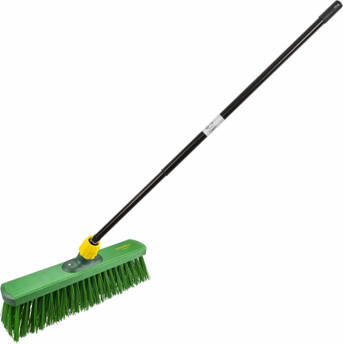 Goedkoopste Kunststof straatbezem/buitenbezem elaston 40 cm met metalen telescoopsteel zwart 80 - 130 cm - Harde buitenbezems