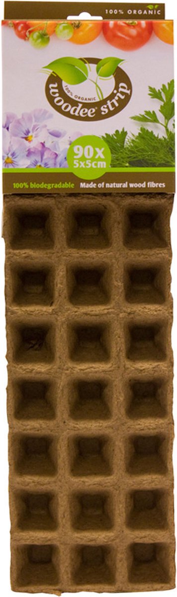 Houtvezel kweekpotjes/stekpotjes 1x tray met 90 vakjes 5 x 5 cm - Kweekbak accessoires