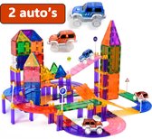 Magna Minds - Magnetic Tiles racebaan - Zelfrijdende auto - Magnetisch Speelgoed – 122 stuks - Constructie speelgoed - Magnetische tegels - Montessori speelgoed - Magnetic toys - Magnetische bouwstenen - Speelgoed Kinderen