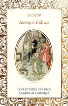 Aesops Fables, Collectible Classics, Compleet & Ongekuist. Een illustratie met dieren in kledij, waaronder een vos, konijn en schildpad.