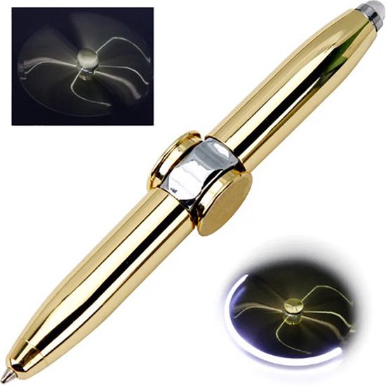 Stylo doré avec partie centrale rotative et éclairage LED