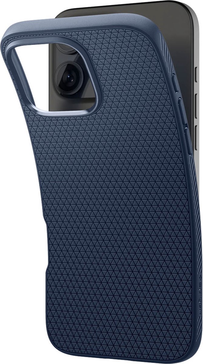 iPhone 16 Pro hoesje blauw flexibel TPU anti-schok Spigen Liquid Air matte beschermhoes cover - Afbeelding 2