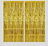2 x Glittergordijn Goud | Feestgordijn | Folie Gordijn | Goud Feest Versiering | Deurgordijn goud | Backdrop | Glitter Gordijn Verjaardag | Valentijn | Goud | 100x200 cm | 2 Stuks